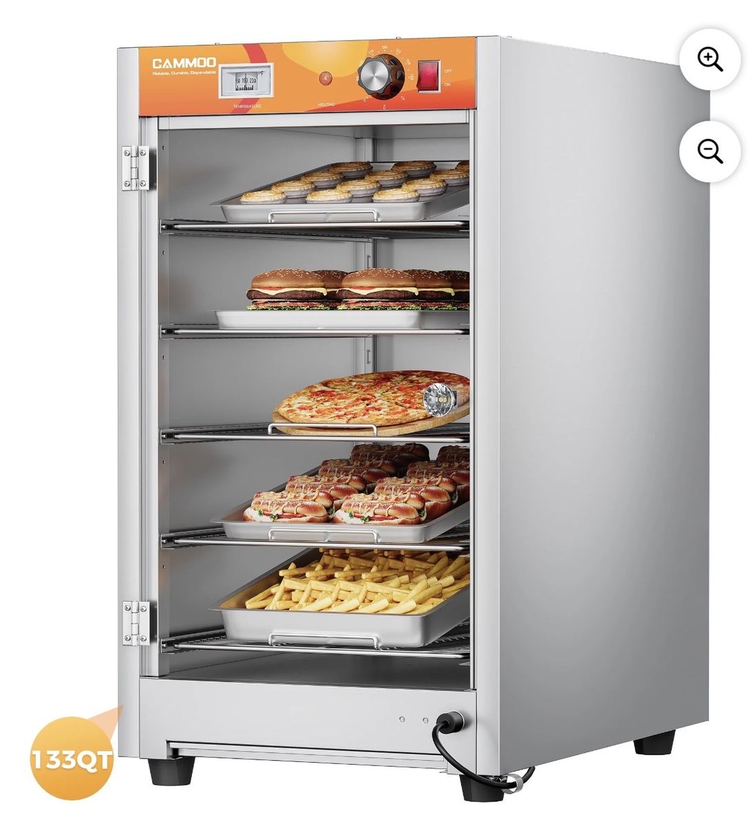 CAMMOO 133QT Commercial Food Warmer Cabinet 4-in-1 Multifunction w/ Adjustable Thermostat
