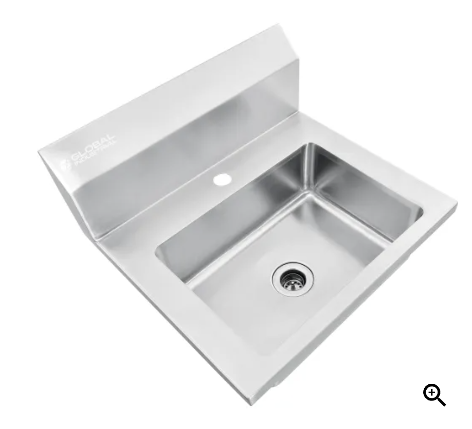 Two Stainless Steel Wall Mount Sinks - 14"x10"x5" - Global Industrial