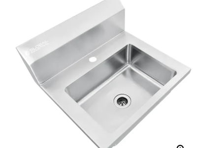 Two Stainless Steel Wall Mount Sinks - 14"x10"x5" - Global Industrial