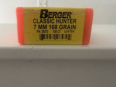 7mm 168 grain Berger classic hunter bullets