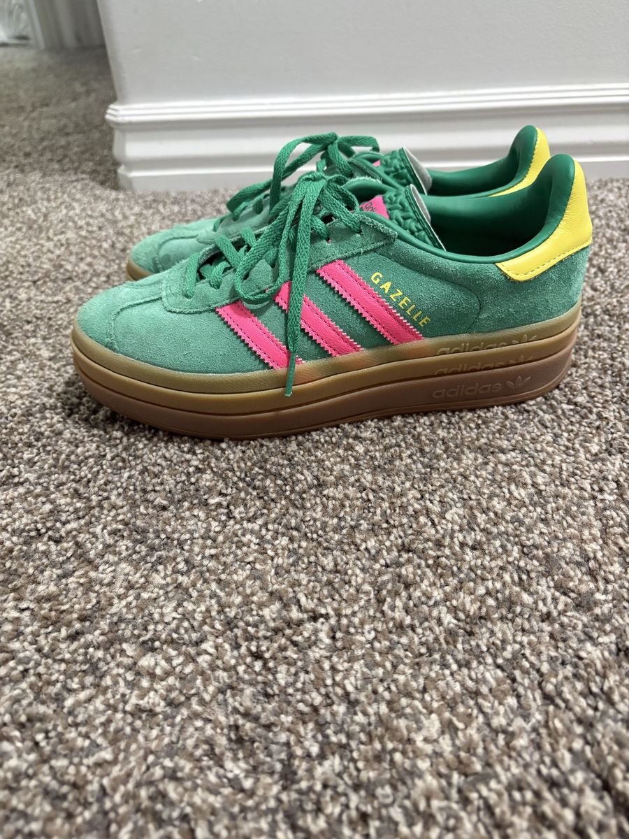 adidas Originals Gazelle Bold Women's Sneakers Size 8.5 Green Pink