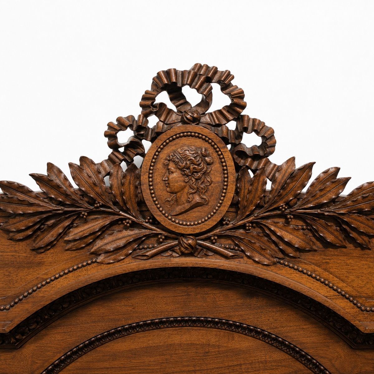 Antique French Louis XVI Revival Walnut Bed c.1880–1900 • Complete • Original Rails & Hardware