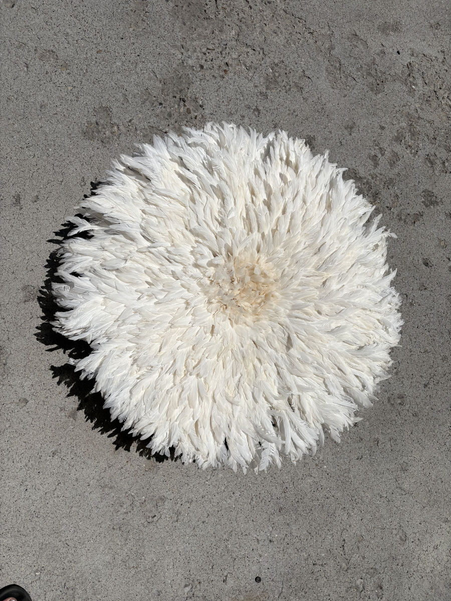26" round White Juju hat, boho room decor, feather wall decor $40 cash/venmo in Draper