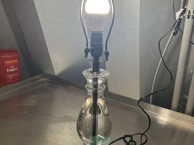 Clear Glass and Metal Table Lamp Base with Bulblass lamp
