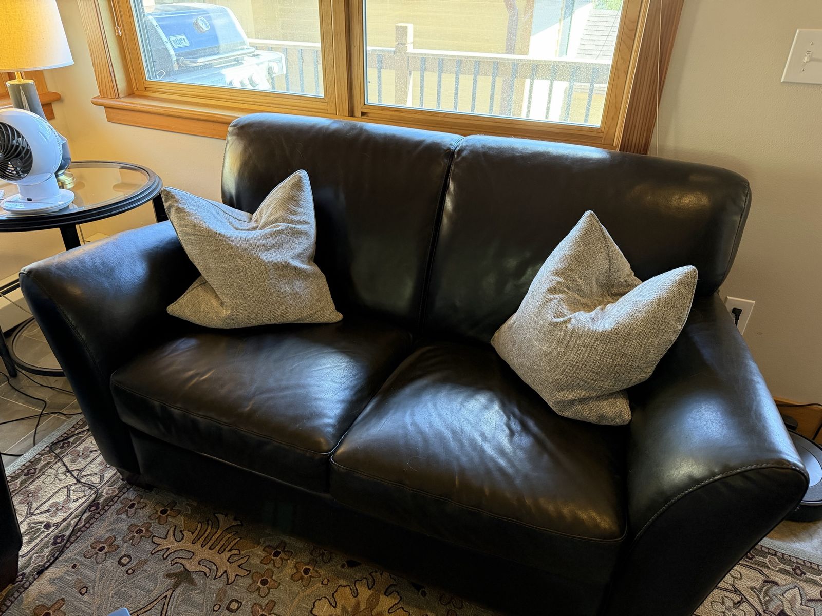 Dark Brown Leather Loveseat and Armchair Set - Comfortable Living Room Seating