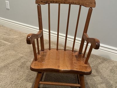 Vintage Wooden Child's Rocking Chair Spindle Back Brown
