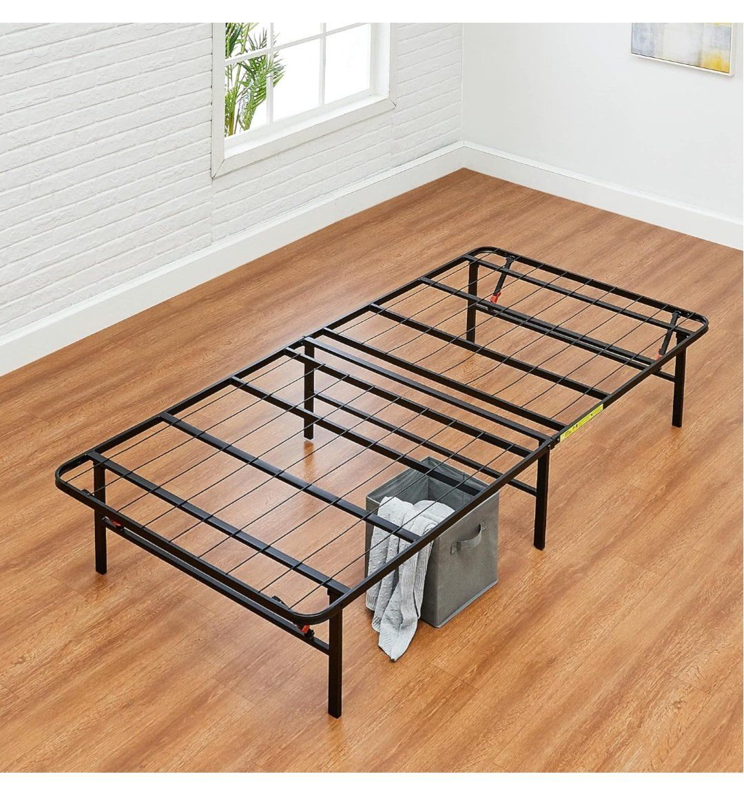 NEW Black Metal Twin Folding Platform Bed Frame 14-Inch High