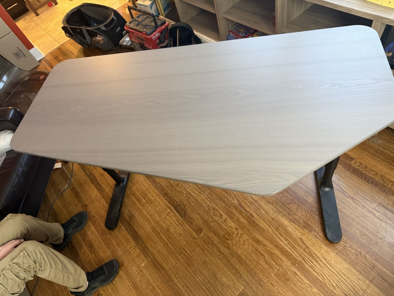 Gray Computer Desk - 63" x 31.5" x 32" - Excellent Condition