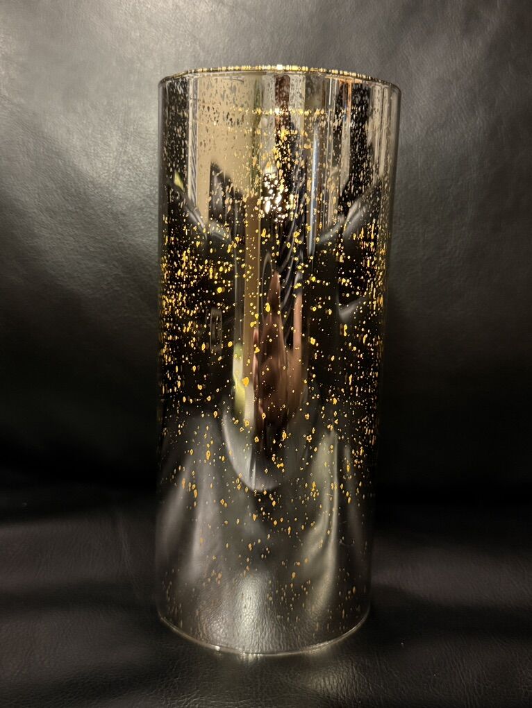 Mercury Glass 3.5 x 8 With Moving Flame Pillar