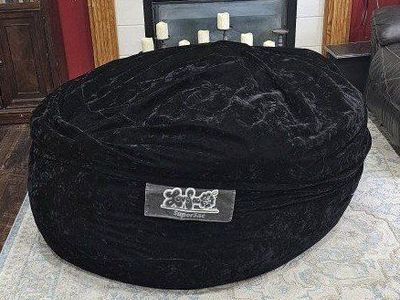 Lovesac Supersac Black Velvet Bean (Foam) Bag Chair