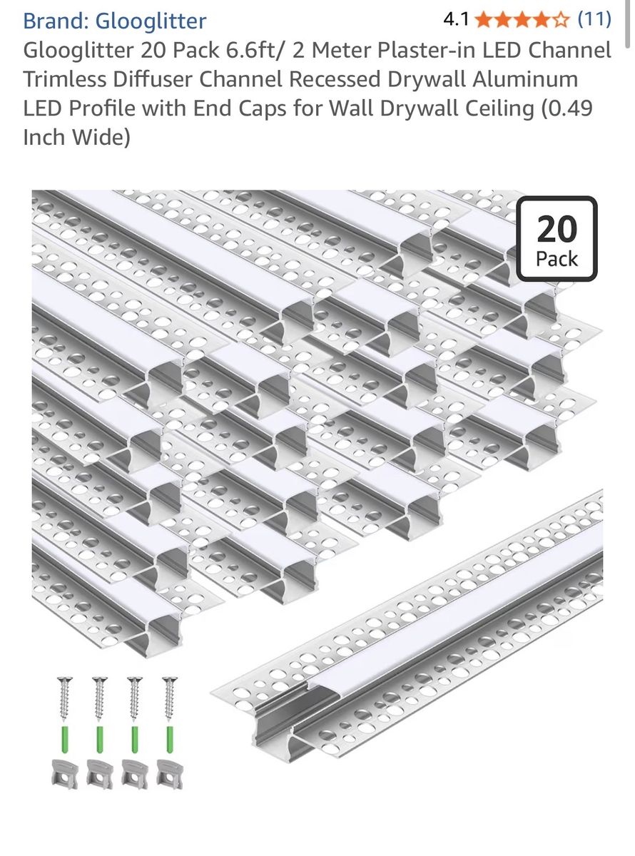 Glooglitter 20 pack 6.6ft LED Channel for Drywall