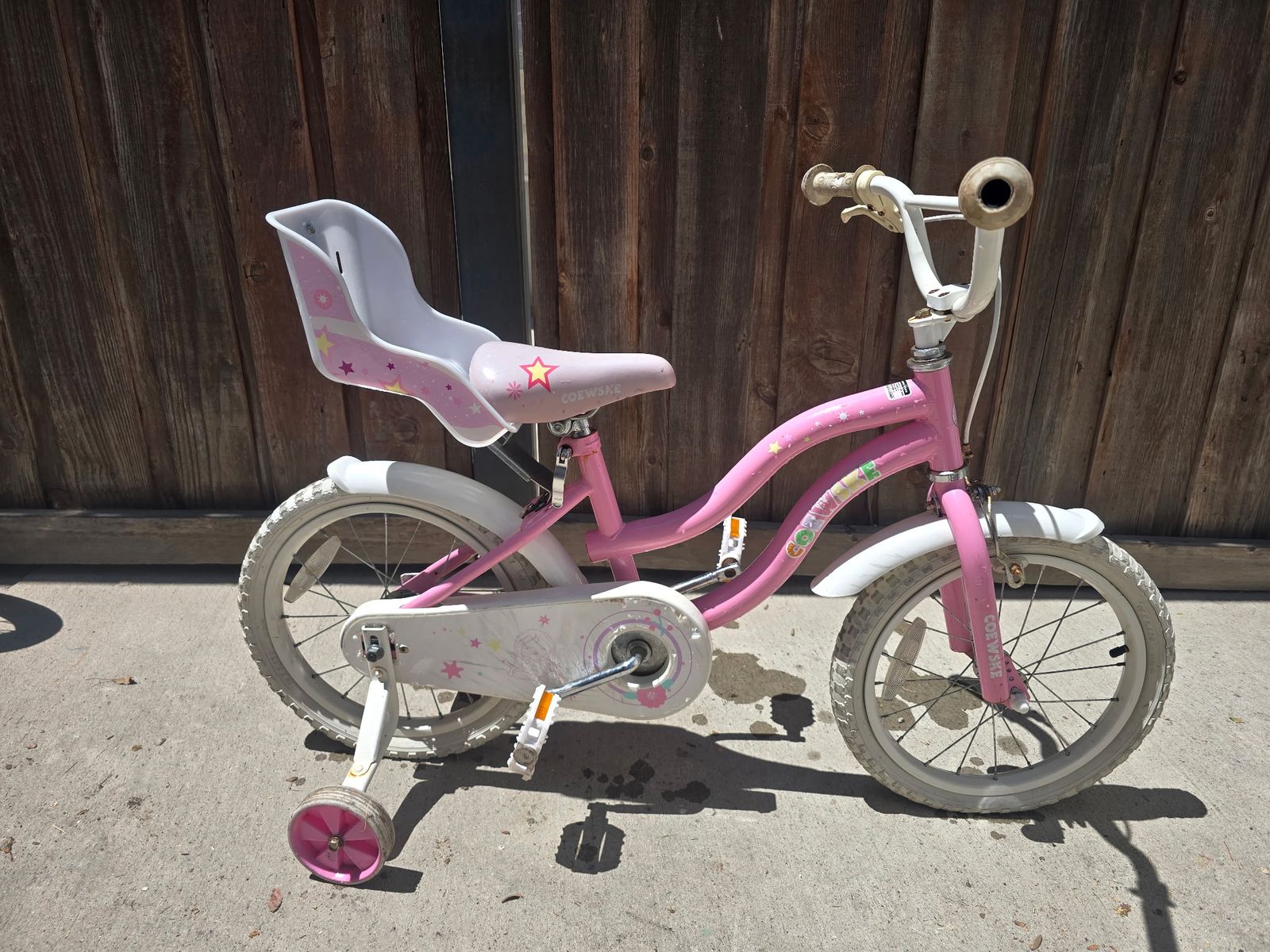 COEWSKE Little Princess Girls Bike 14" – Pink Toddler Bicycle with Doll Seat & Training Wheels