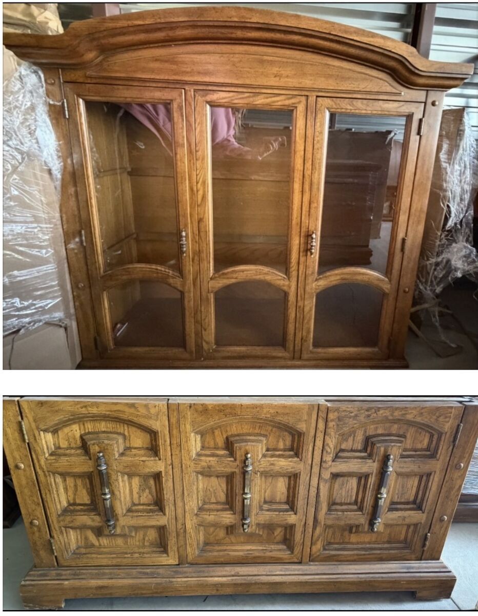 Vintage Buffet + Curio Hutch – Family Heirloom, Solid Wood, Cherished and well loved