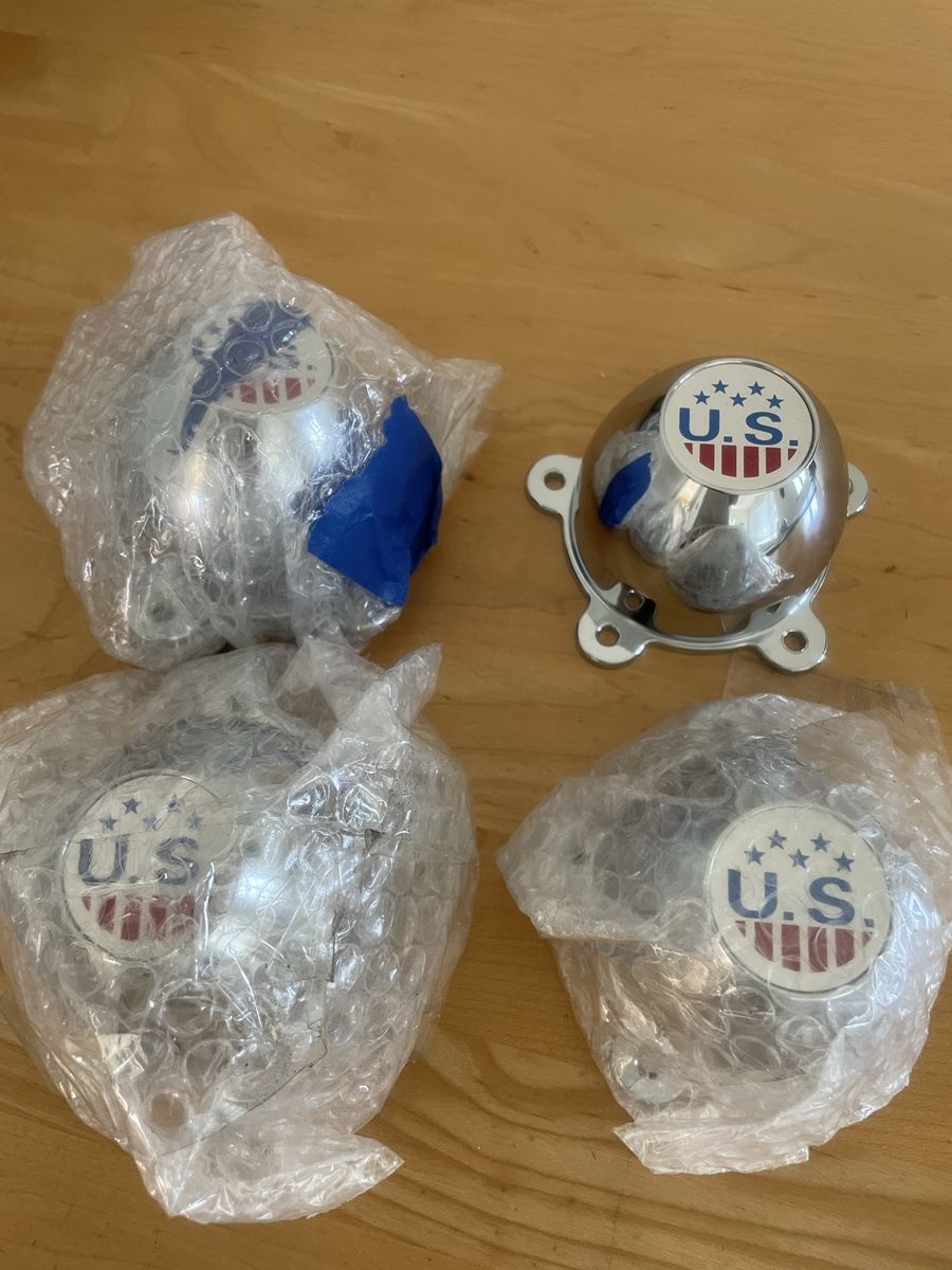 Set of 4 Chrome U.S. Wheels Center Caps - Unused