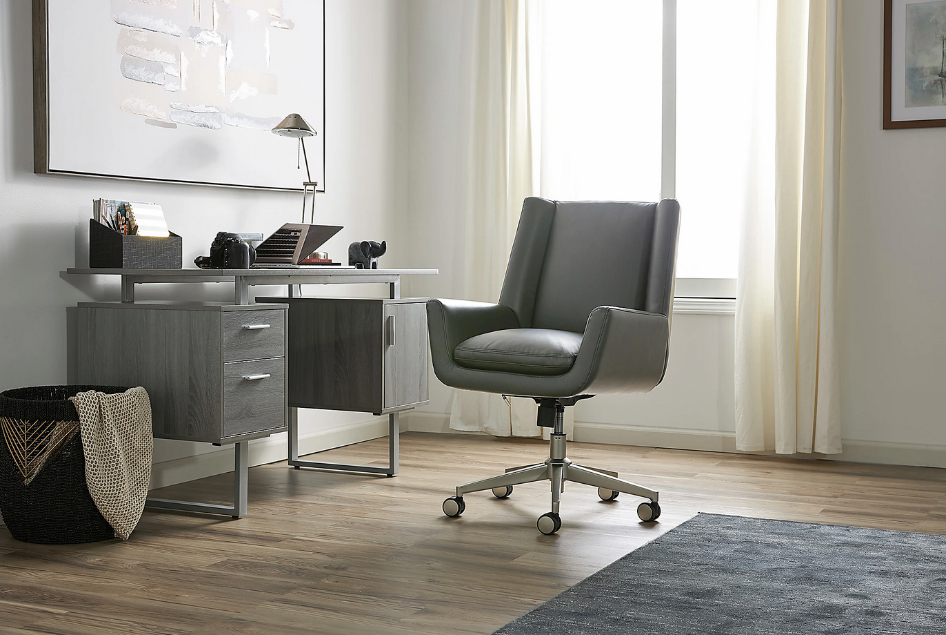 Serta® SitTrue™ Montair Faux Leather Mid-Back Manager Office Chair, Gray