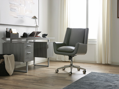 Serta® SitTrue™ Montair Faux Leather Mid-Back Manager Office Chair, Gray