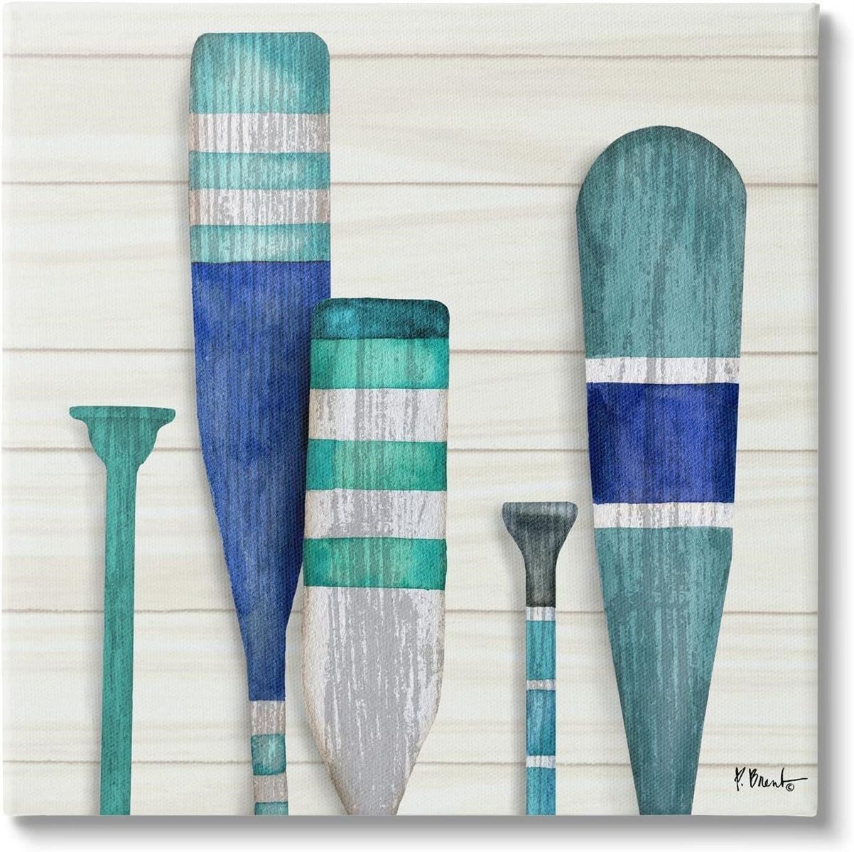 Stupell Port Oars Blue Green Canvas Art