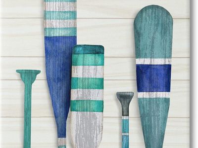 Stupell Port Oars Blue Green Canvas Art
