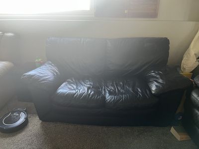 Faux black leather couch