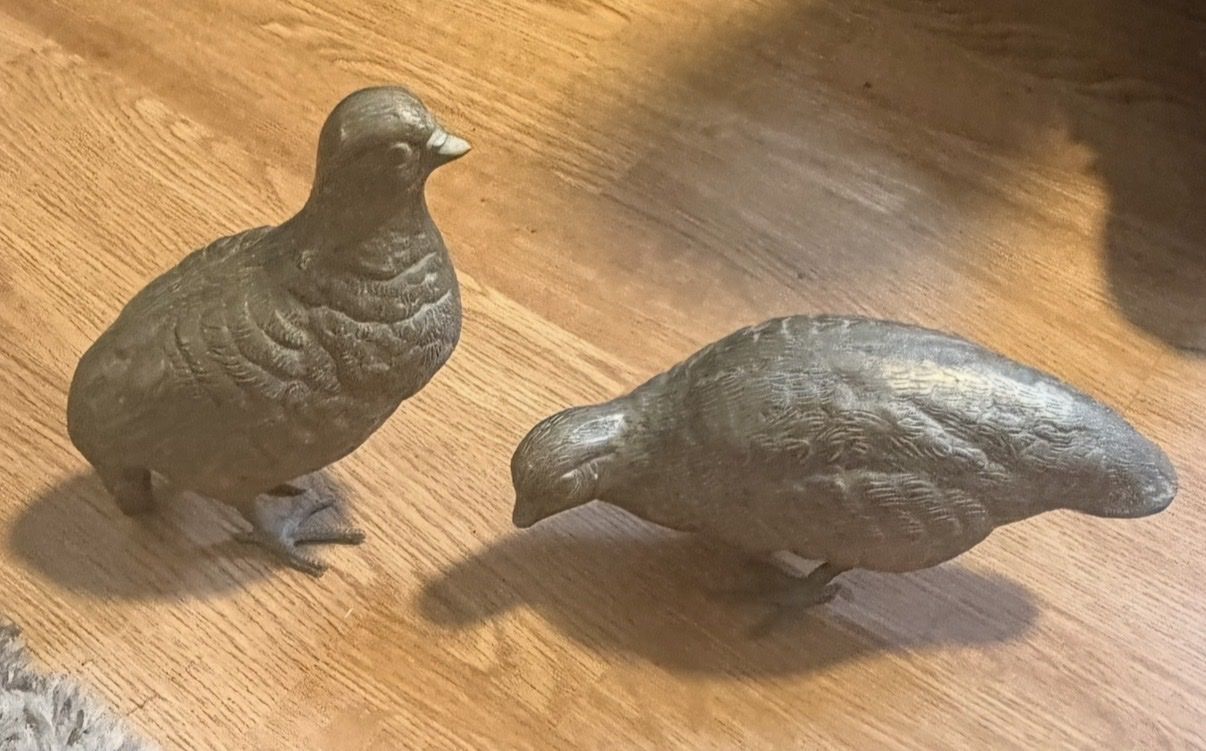 Vintage Metal MCM Medium Birds  Long Tail  Cast Metal Brass Quail