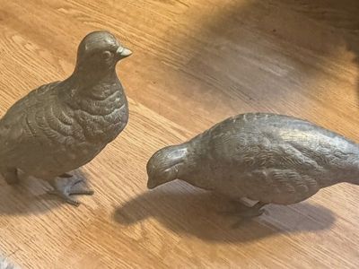 Vintage Metal MCM Medium Birds Long Tail Cast Metal Brass Quail