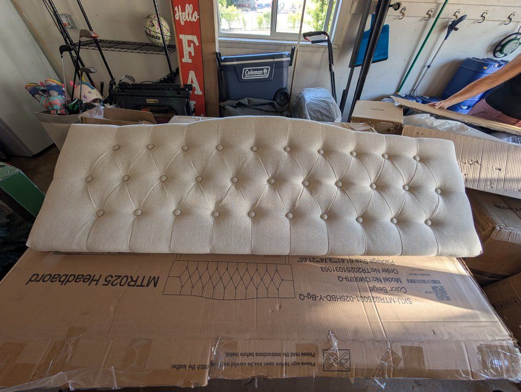 Queen Size Tufted Beige Upholstered Headboard - New in Box