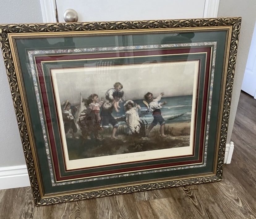 Follow The Leader  Art Work  Children On The Beach  by Fred Morgan