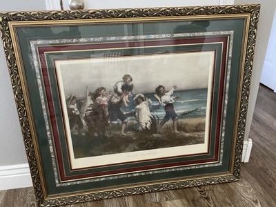 Follow The Leader Art Work Children On The Beach by Fred Morgan