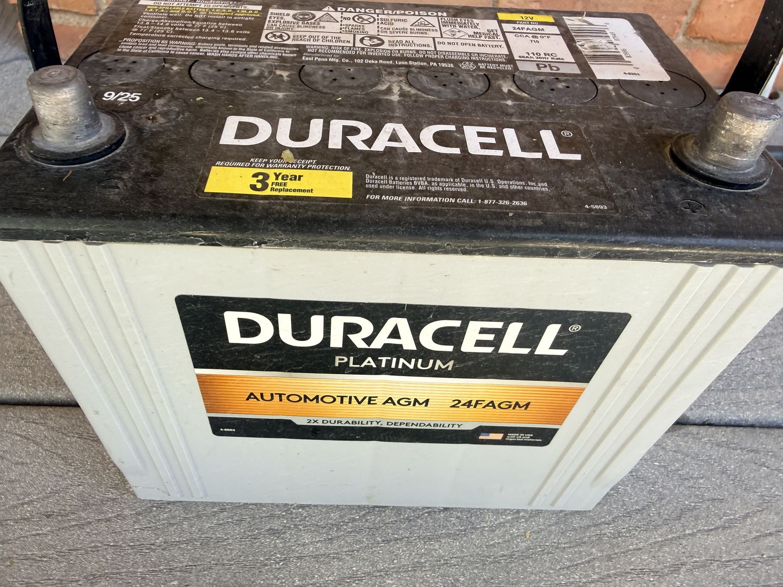 Duracell Platinum 24FAGM Automotive AGM Battery