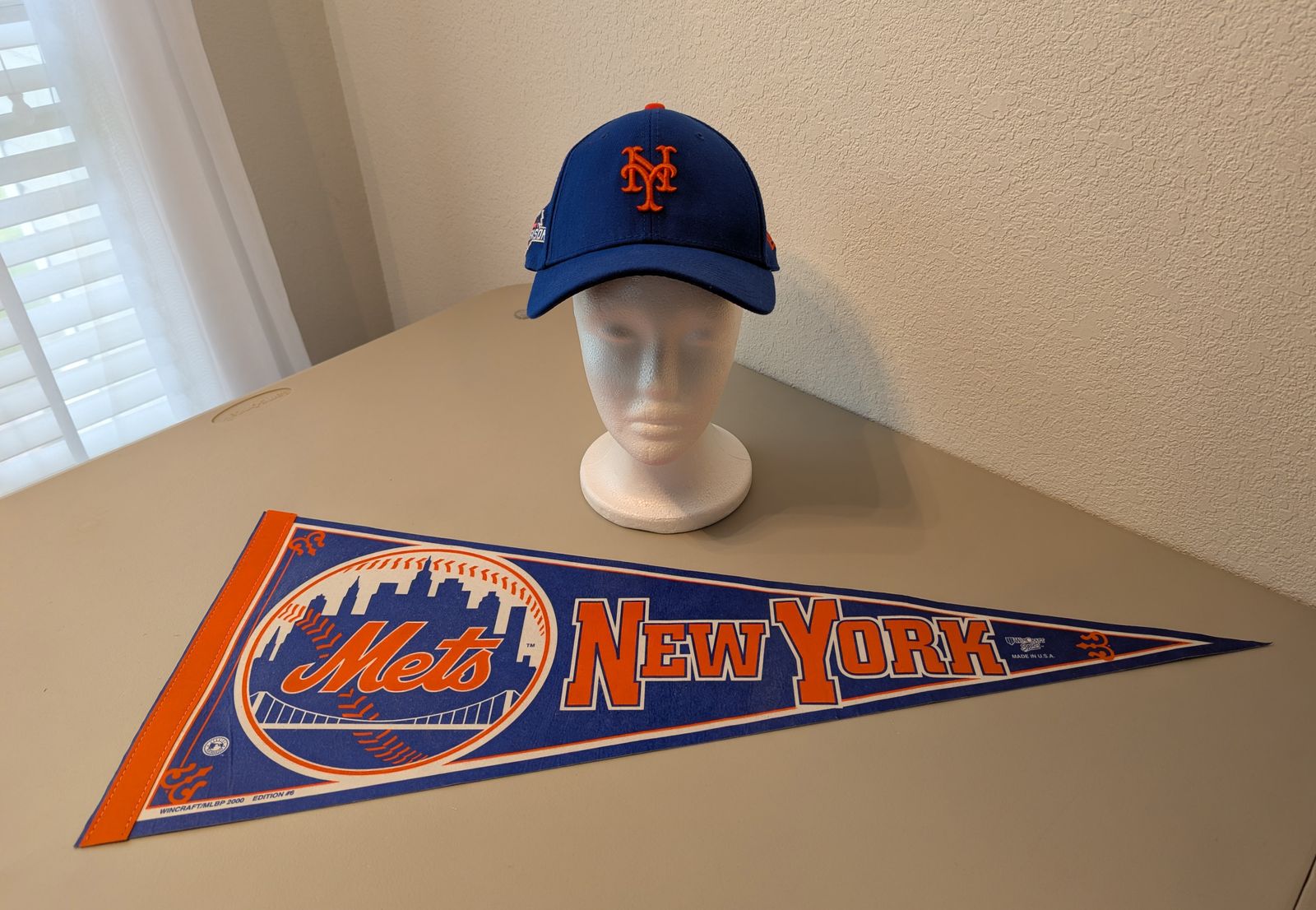 wincraft 00' edition #6 mets pennant / 39thirty  postseason 2015 mets cap