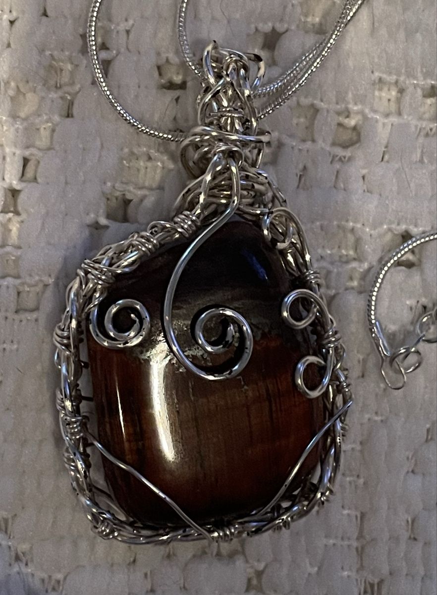 Handcrafted Wire-Wrapped Red Jasper Pendant Necklace