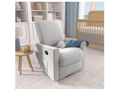 Evolur Raleigh Upholstered Manual Glider Recliner Rocking &360 Swivel smooth Glide nursery and living room chair in Grey