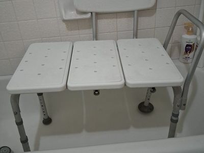 Adjustable Shower Bench/Transfer Bench with Backrest & Handle - Bath Aid