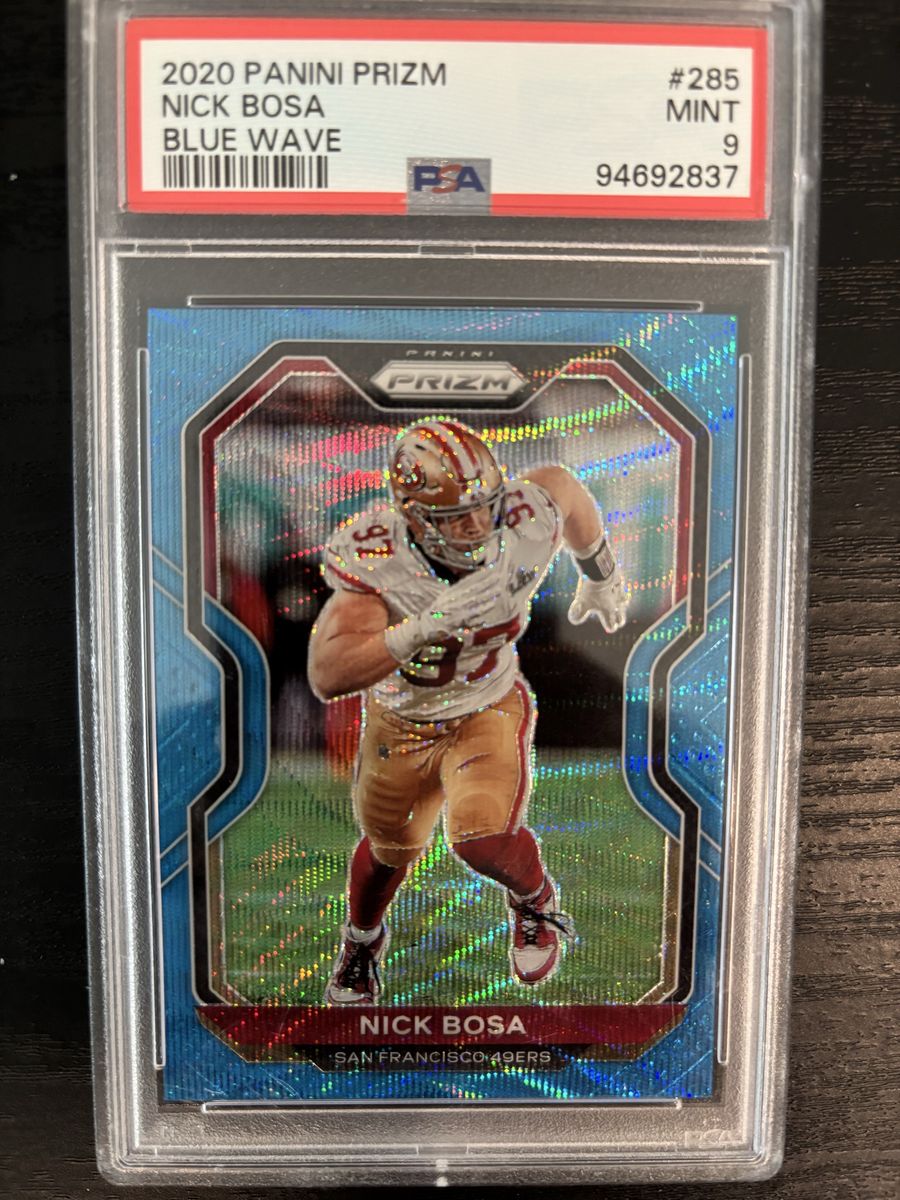 2020 Panini Prizm Nick Bosa Blue Wave #285 PSA 9 Mint San Francisco 49ers Football Card