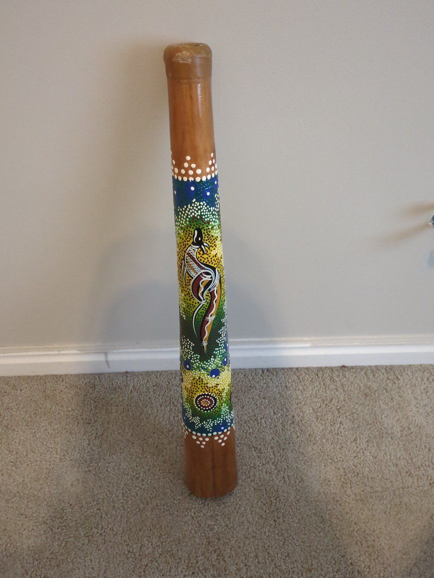 Hand-Painted Wooden Didgeridoo with Kangaroo Dot Art