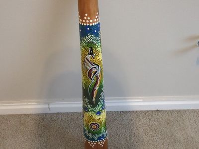 Hand-Painted Wooden Didgeridoo with Kangaroo Dot Art