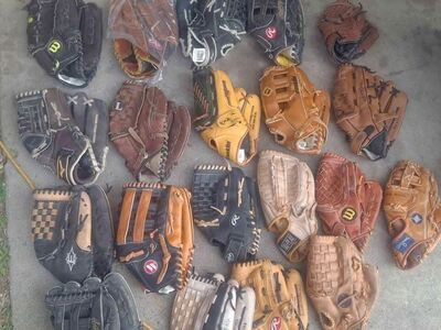 Baseball softball 13s 14s ..over 250 mitts .100 bats