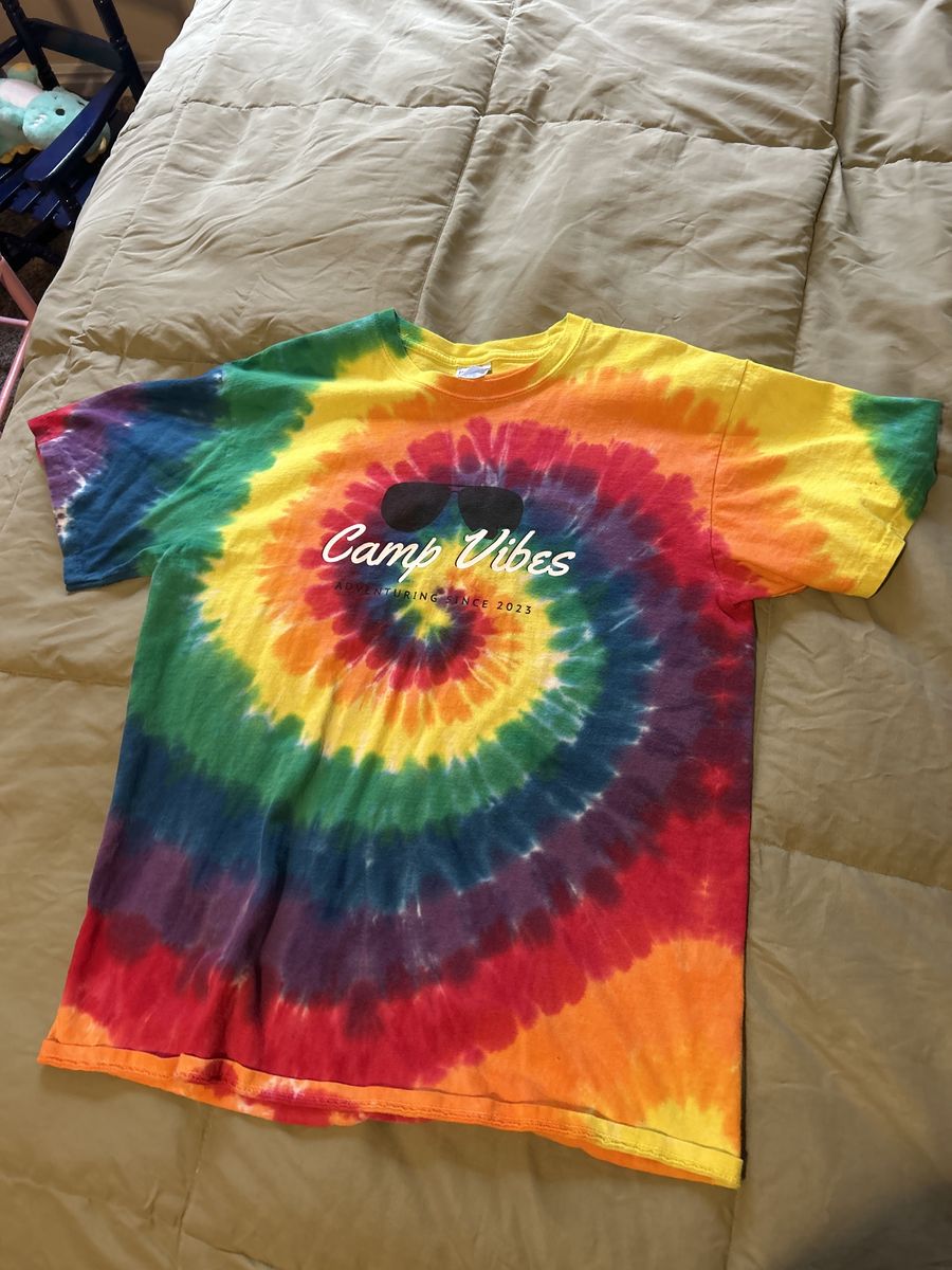 Rainbow Tie-Dye Camp Shirt Adult M