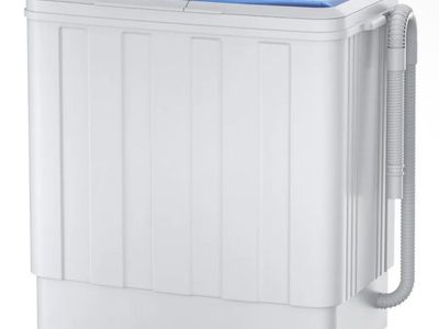 Portable Twin Tub Washing Machine & Spinner, 18lb Wash/10lb Spin Capacity, White/Blue Top Load