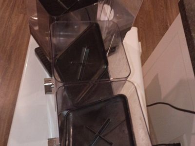 Cereal / candy detergent Dispensers
(2 double-packs) - Clear & Black Plastic Bulk Snack & Cereal Holders dispensers