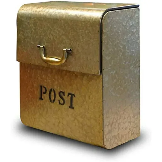 NACH CJLarge Mailbox Powder Coated Finish, Rust Resilient, Metallic Gold, Wall Mount Mailbox