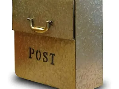 NACH CJLarge Mailbox Powder Coated Finish, Rust Resilient, Metallic Gold, Wall Mount Mailbox