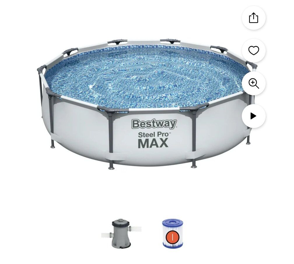 New 10ft Bestway Pro Steel Max Round Swimming Pool