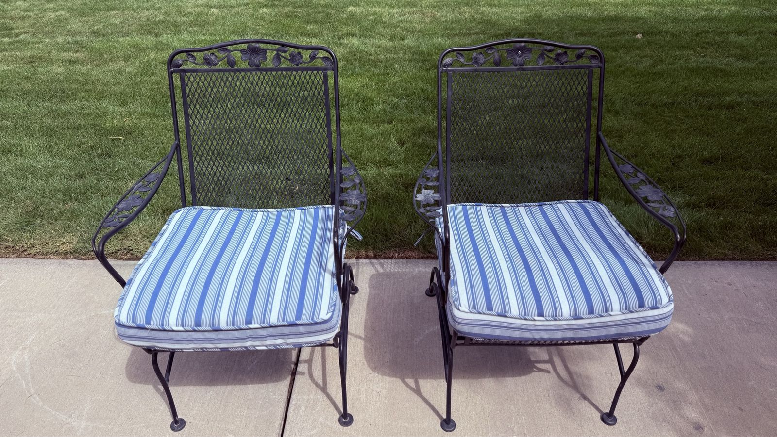Set of Vintage Wrought Iron Rocking Patio Chairs