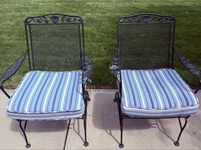 Set of Vintage Wrought Iron Rocking Patio Chairs