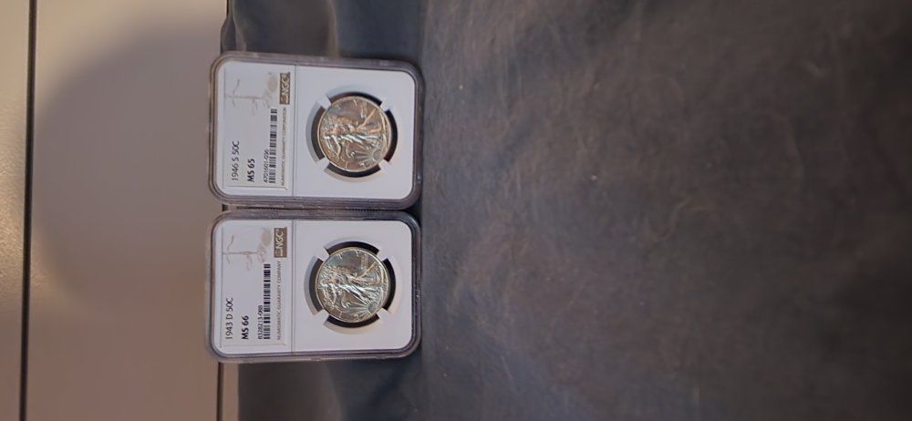 Silver 1943 D & 1946 S Walking Liberty Half Dollar 50C .50