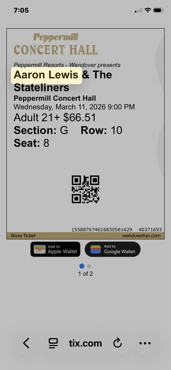 Aaron Lewis Tickets Mar. 11 In Wendover