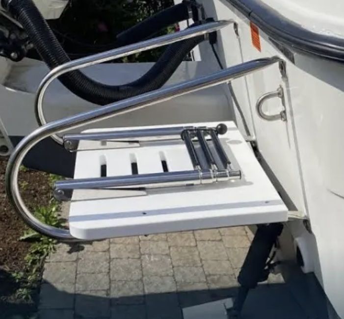 Boat Transom Platform with Telescoping 3-Step Ladder Stainless Steel
