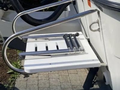 Boat Transom Platform with Telescoping 3-Step Ladder Stainless Steel