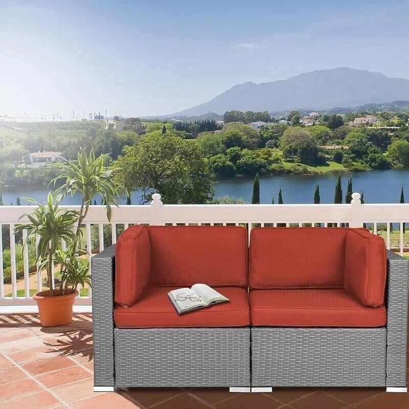 Wide 2 Seater Wicker with Cushions